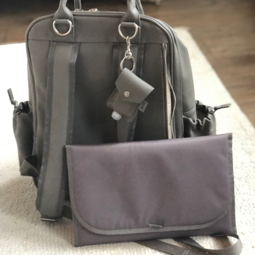 Jujube million pockets backpack diaper bag, vegan leather, grey - Picture 9 of 10
